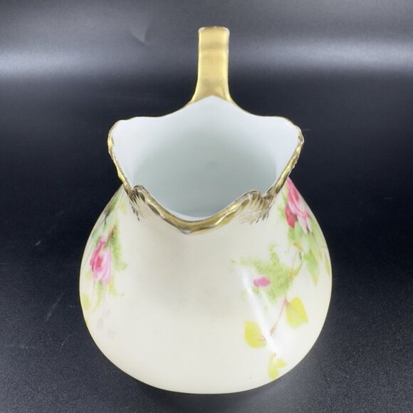 Vintage Prussia B Painted Porcelain Small Pitcher Carafe Jug Floral Pattern VTG - Picture 8 of 13